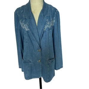 Vintage GW Division of Graff 90's Embroidered Denim Blazer